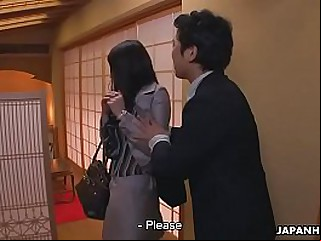 Japanese secretary is used by her boss at along to restaurant